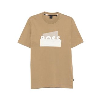 HUGO BOSS Hugo, T-Shirts, male, Beige, Size: 2XL T-shirt