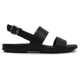 FitFlop Gracie Back Strap Leather Womens Comfort Sandals - All Black - Size:UK 4