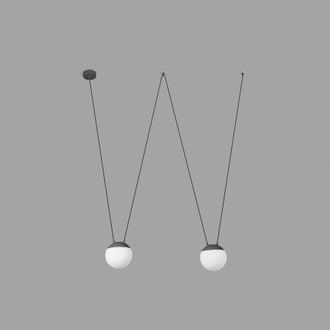 Netlighting Mine 2 Light Ceiling Pendant Wood Dark Grey E27