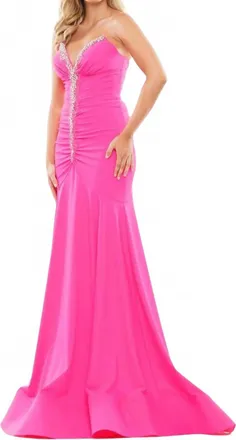 Colors Dress Strapless Prom Gown In Hot Pink