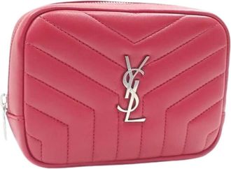 Saint Laurent Pre-owned Clutches, female, Red, Size: ONE SIZE Pre-owned Leather Pouch