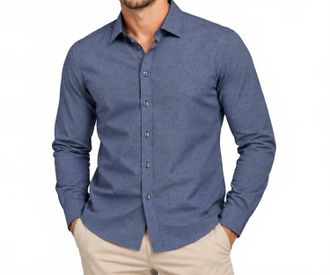 Ron Tomson Tailored Fit Long Sleeve Button Up In Navy Micro Print