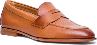 Santoni Leather Penny Loafer in Brown at Nordstrom, Size 5.5
