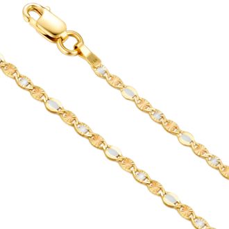 MAX + STONE Solid 14K Yellow Gold Tri Tone Valentino Mirror Chain in 18 or 20 Inch