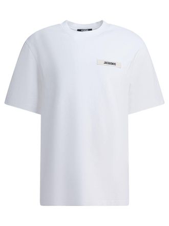 Jacquemus T-Shirt With Gros Grain Logo T-Shirts Bianco-Uomo