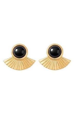 Gabi Rielle Noir Agate Halo Stud Earrings in Gold at Nordstrom Rack