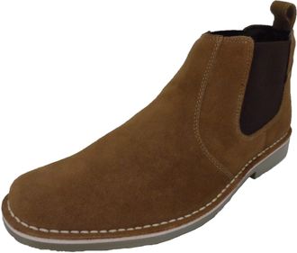 Roamer s JASON Mens Twin Gusset Suede Leather Chelsea Boots Taupe