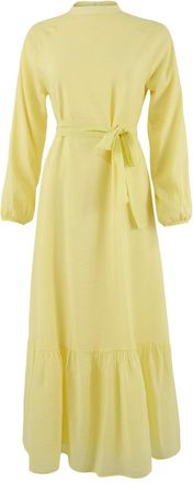 Trendyol Modest Dames Geel Effen Maxi Lang Casual Skater Modest Jurken