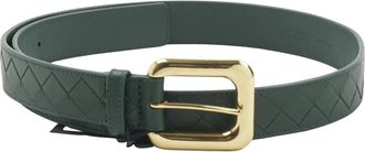 Bottega Veneta Intrecciato leren riem - Dames - Riemen - Groen - 70 CM - Leer - Accessoires