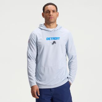Nike Detroit Lions Rivalries Collection Sideline Nike Mens Dri-FIT NFL Long-Sleeve Hooded Top in Grey | 03B907R9J-DMX