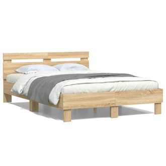 Berkfield Home Bed Frame without Mattress Sonoma Oak 135x190 cm Double in Light Tan