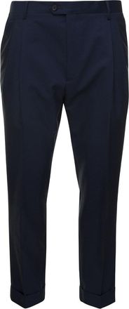 Reveres 1949 Blue Tailored Trousers In Wool Blend Man