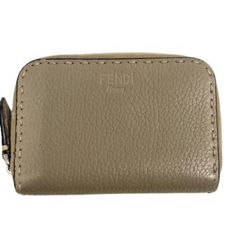 Fendi Gray Beige Leather Coin Purse/Coin Case (Pre-Owned)
