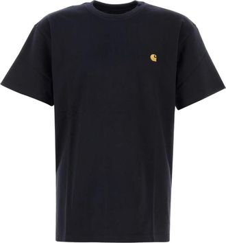 Carhartt Work in Progress Navy Blue Crewneck Logo T-shirt