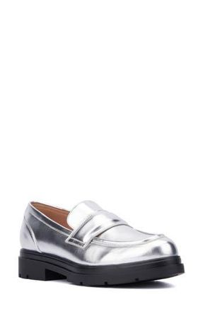 New York & Company Abbey Faux Leather Loafer in Silver Metallic at Nordstrom Rack, Size 6