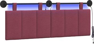 vidaXL Cabecero Colgante Con Luz Led Rojo Vino Tela Vidaxl