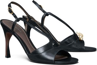 Tory Burch Twisted Heel T-Strap Sandal in Black at Nordstrom, Size 8.5