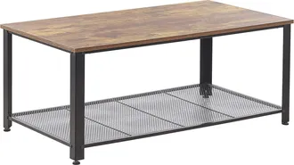 Beliani Beliani - Mesa De Centro Madera Oscura Marco De Metal Negro 106 X 60 Cm Estilo Industrial Aston