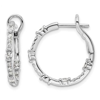 Diamond2Deal 14K White Gold 0.70 ct Lab Grown Diamond In/Out Hoop Earrings VS Clarity, G-H Color