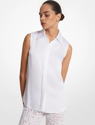 Michael Kors Hansen Charmeuse Sleeveless Shirt