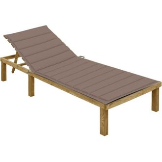 vidaXL Tumbona Con Coj&iacute;n Gris Taup&eacute; Madera De Pino Impregnada Vidaxl