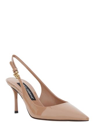 Dolce & Gabbana Patent Leather Slingback Pump - Beige