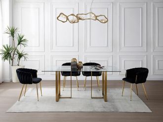 Pascal Morabito Tavolo da pranzo 6 coperti in Vetro temperato e Acciaio inossidabile Trasparente e Dorato - NILESA II di Pascal Morabito