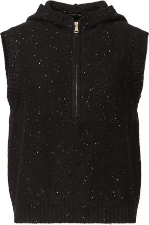 Fabiana Filippi Felpa con paillettes e cappuccio - Nero