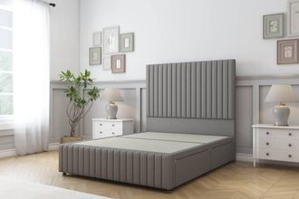 Sloomy Madison Dumfries Divan Base 2 Drawers -26 Headboard & 12 Footboard in Light Grey | Size: Super King