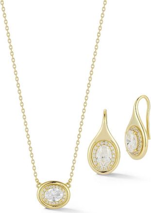Glaze Jewelry Cubic Zirconia Oval Pendant Necklace & Drop Earrings Set in Gold at Nordstrom Rack