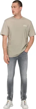 Only Slanke herenjeans met logo en 5 zakken (Medium Grijs)