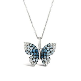 Le Vian Ladies Blueberry Ombre Butterfly Pendant Necklace set in 14K Vanilla Gold TSPG 49
