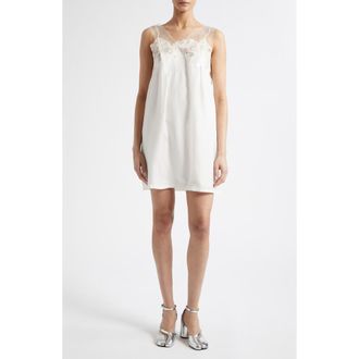 Maison Margiela Lace Trim Silk Slipdress in Ivory at Nordstrom, Size 2 Us