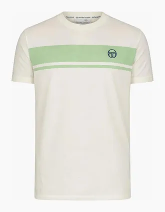 Sergio Tacchini Mens Sergio Tacchini Master Crew Neck T-Shirt Gardenia/Quiet Green - White - Size: 38