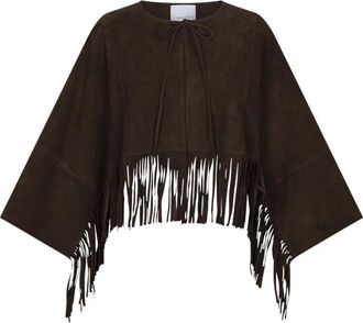 Dante6 Spencer Poncho - Dames - Jassen - Bruin - Maat: ONE Size Leer