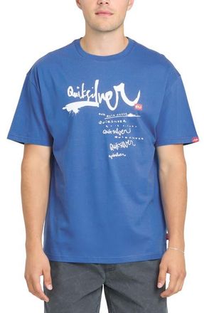 Quiksilver Young Guns Impaired Oversize Graphic Cotton T-Shirt in Nebulas Blue at Nordstrom, Size Xx-Large