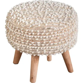 Anaya with Love Natural Boucle Handwoven Foot Stool in Beige at Nordstrom