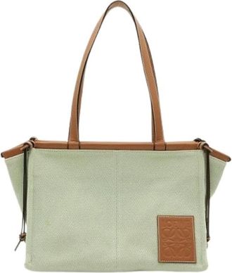 Loewe Pre-owned Cushion Tote Canvas Leather Tote Bag - Dames - Vintage Schoudertas - Groen - ONE Size - Leer - Vintage