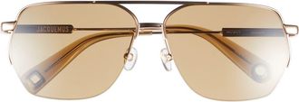 Jacquemus The Aviador Sunglasses in Light Gold/Brown/Khaki at Nordstrom