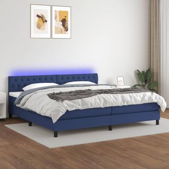 vidaXL Vidaxl - Cama Box Spring Colch&oacute;n Y Luces Led Tela Azul 200x200 Cm
