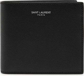 Saint Laurent East/west Pebbled Leather Wallet - Black - One Size