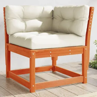 vidaXL Sof&aacute; Esquinero Jard&iacute;n Y Cojines Madera Pino Marr&oacute;n 73x73x78 Cm Vidaxl