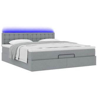 vidaXL Vidaxl - Cama Otomana Con Colch&oacute;n Y Led Tela Gris Claro 180x200cm