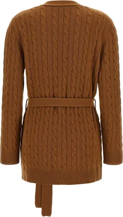 Valentino Garavani Womens Brown Cashmere Cardigan Clothing
