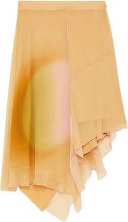 Patrizia Pepe Aurora Print Rok - Dames - Midirokken - Oranje - S - Rokken