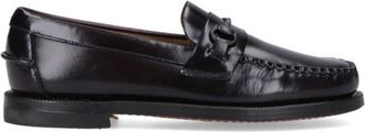 Sebago Polished Leather Moccasin Flats With Decorative Strap