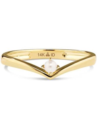 Devata Freshwater Pearl Chevron Ring in 14K Gold, 3mm in Yellow Gold at Nordstrom, Size 6