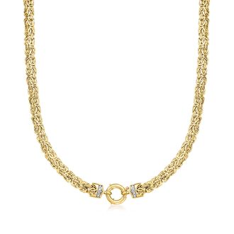 Ross-Simons 14kt Yellow Gold Byzantine Necklace With Diamond Accents