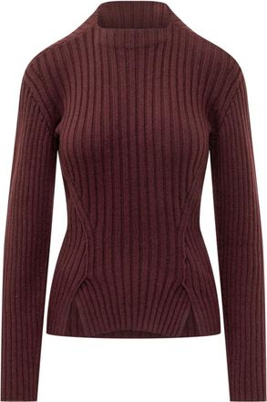 Victoria Beckham Brown Knitted Mock Collar Sweater