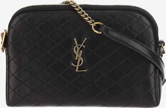 Saint Laurent Womens Quilted Lambskin Leather Shoulder Bag Black